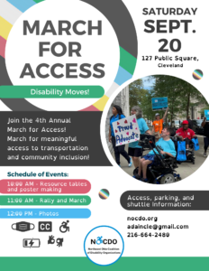 NOCDO March for Access Saturday, September 20