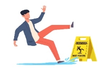 Man slipping on wet floor
