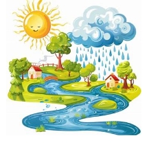 Sun, rain cloud raining